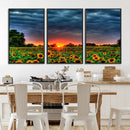 Golden Sunflower Field at Sunset – Breathtaking Sky and