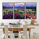 Vibrant Wildflower Garden and Mountain View Giclee Canvas