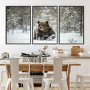Grizzly Bear Wall Art – Framed Snowy Forest Canvas Artwork, by MyGreatCanvas | Canvas Wall Art Prints | Photo Prints & Wall Decor