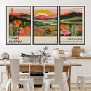 Framed Yayoi Kusama Print, Vibrant Floral Mountain Art
