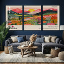 Yayoi Kusama Landscape Canvas Print, Vibrant Floral Mountain Art Print, Framed Botanical Wall Art -