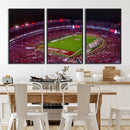 Bryant-Denny Stadium Night Game Triple Canvas Wall Art - by MyGreatCanvas | Canvas Wall Art Prints | Photo Prints & Wall Decor