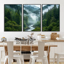 Mountain Forest River Canvas Wall Art Print - Serene Nature