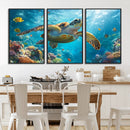 Sea Turtle Underwater Canvas Wall Art Print - Vibrant Ocean