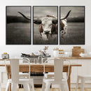 Texas Longhorn Cow Canvas Wall Art Print - Large Rustic