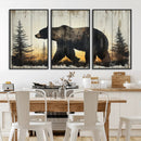 Vintage Bear Wall Art Canvas Print for Farmhouse - Mountain