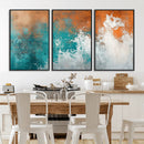 Vintage Abstract Print - Bold Teal and Orange Canvas Wall