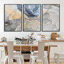 Large Abstract Blue and Gold Canvas Wall Art | Fluid Ink