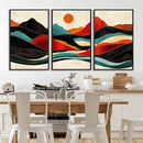 Western Wall Decor - Large Triptych Mountain Canvas - Boho