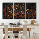 Dark Floral Canvas Wall Art - Moody Botanical Flower Print -