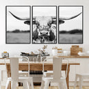 Highland Cow Wall Art Canvas Print – Black and White Western