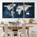 Vintage World Map Canvas Wall Art - Framed Map Print for