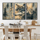 Wood Style Rustic Wolf Wall Art Canvas Print, Vintage