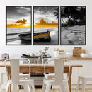 Yellow Rowboat Wall Art – Framed Tropical Shoreline Canvas by MyGreatCanvas | Canvas Wall Art Prints | Photo Prints & Wall Decor