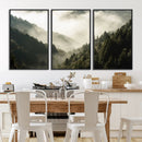Misty Valley Wall Art Canvas Print – Foggy Forest Pine Trees