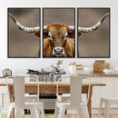 Texas Longhorn Wall Art Canvas Print – Brown Bull Rustic