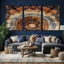 Tree Rings Wall Art Canvas Print – Rustic Wood Texture
