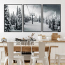 Snowy Pines Wall Art Canvas Print – Framed Ski Lift Winter