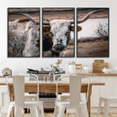 Texas Longhorn Wall Art Canvas Print – Framed Spotted Bull