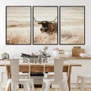 Texas Longhorn Wall Art Canvas Print – Framed Brown Horned