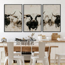 Longhorn Cattle Wall Art Canvas Print – Framed Bison Herd