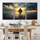 Jesus Walks Wall Art Canvas Print Framed Divine Sunset Art