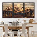 Wood Mountain Landscape Wall Art Canvas Print – Framed