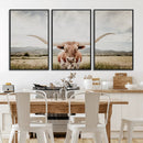 Texas Longhorn Wall Art Canvas Print – Framed Western Cow