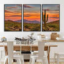 Saguaro Cactus Wall Art Canvas Print – Framed Arizona Sunset