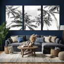 Black and White Palm Wall Art Canvas Print – Framed