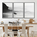 Surfer Beach Wall Art – Framed Black White Ocean Canvas by MyGreatCanvas | Canvas Wall Art Prints | Photo Prints & Wall Decor