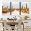 Desert Cactus Lined Road Wall Art Canvas Print – Framed by MyGreatCanvas | Canvas Wall Art Prints | Photo Prints & Wall Decor