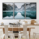 Mountain Lake Wall Art Canvas Print – Snowy Peaks Winter