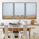 Foggy Plains Wall Art Canvas Print – Framed Horseback Riders