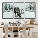 Moose Snow Wall Art Canvas Print – Framed Winter Wildlife