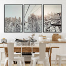 Frosty Pines Wall Art Canvas Print – Framed Cozy Cabin Ski
