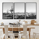 Saguaro Cactus Wall Art Canvas Print – Framed Monochrome
