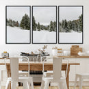 Frosty Pines Wall Art Canvas Print – Framed Silent Snowfall
