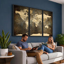 Large Framed Vintage World Map Wall Art Print for Home Wall