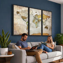 Personalized World Map Canvas Print – Colorful Watercolor