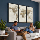 Detailed World Map Wall Art Canvas Print
