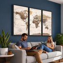 World Map Canvas Print – Framed Travel Map Wall Art for