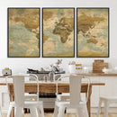 Vintage World Map Wall Art Canvas Print, Detailed World Map