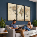 Framed World Map Wall Art for Home and Office Decor