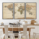 Framed World Map Wall Art for Home and Office Decor