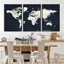 Black World Map Wall Art Canvas Print for Home Office and by MyGreatCanvas | Canvas Wall Art Prints | Photo Prints & Wall Decor