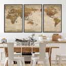 Vintage Detailed World Map Wall Art Canvas Print – Antique