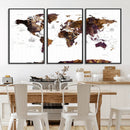 Rustic World Map Wall Art Canvas Print | Large World Map on