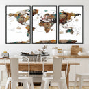 Watercolor World Map Canvas Print – Detailed Map of the