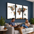 Watercolor World Map Canvas Print – Detailed Map of the